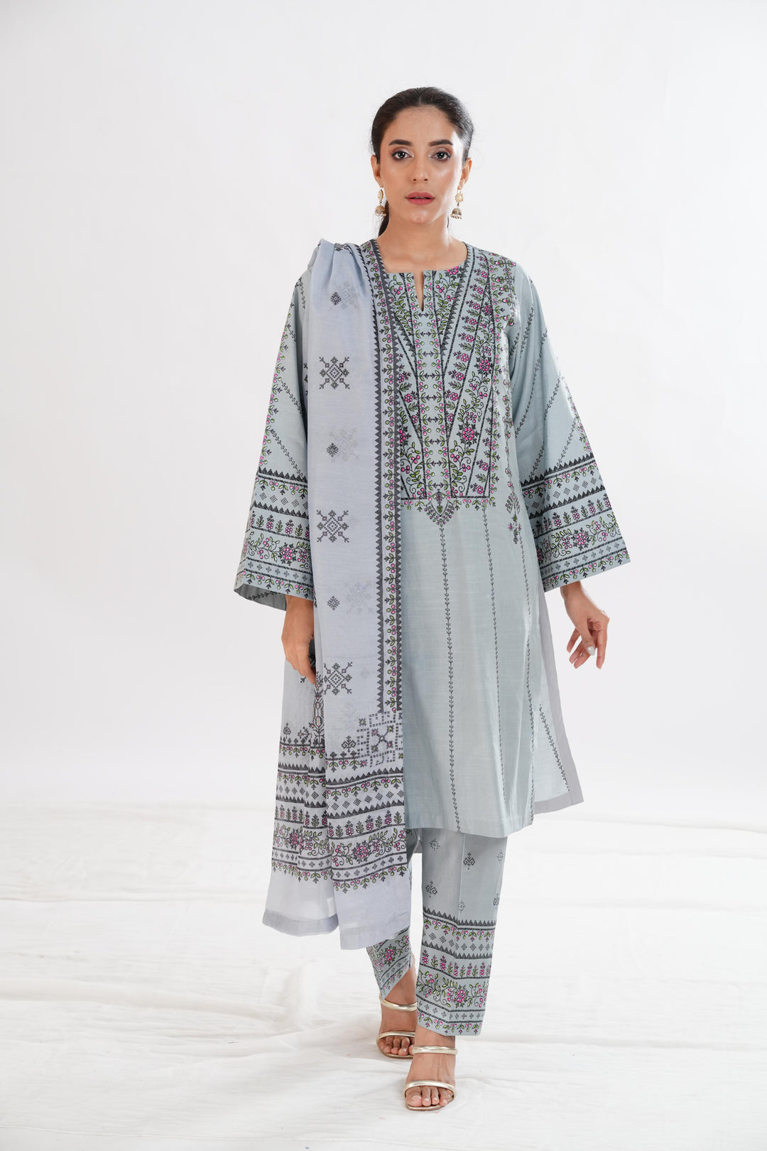 Lawn Grey Stitched Suit - Limelight