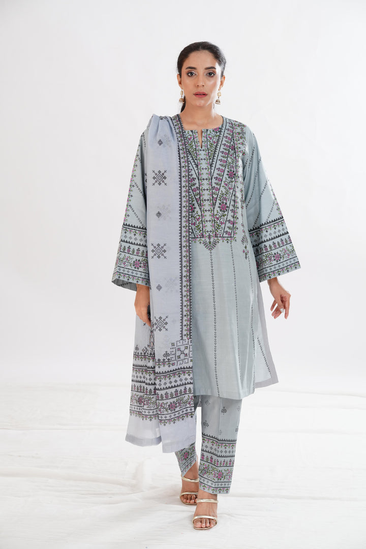 Lawn Grey Stitched Suit - Limelight