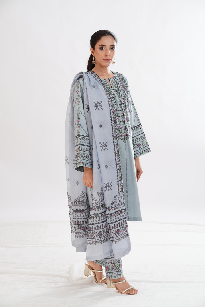 Lawn Grey Stitched Suit - Limelight