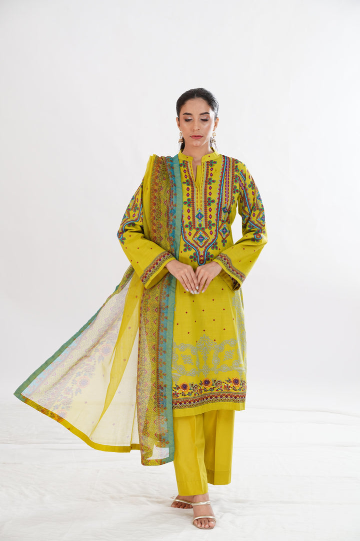 Lawn Green Stitched Suit - Limelight