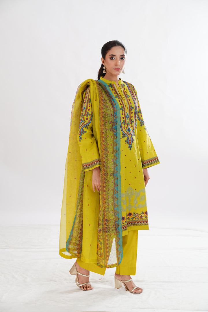 Lawn Green Stitched Suit - Limelight