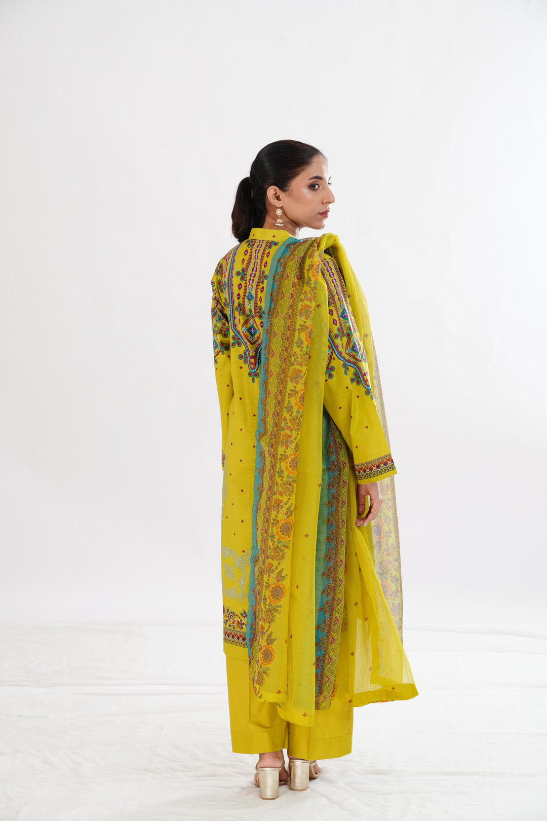 Lawn Green Stitched Suit - Limelight