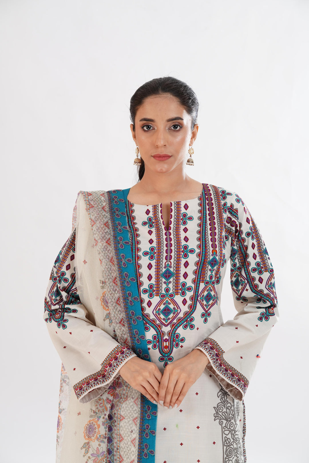 Lawn Beige Stitched Suit - Limelight