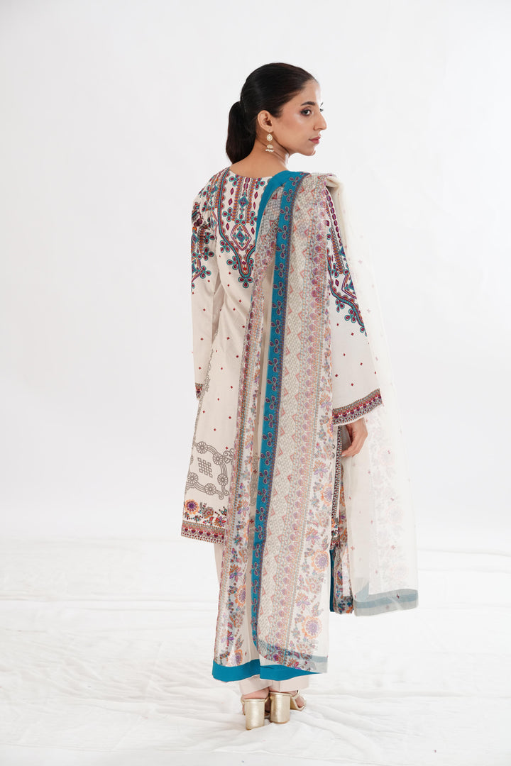 Lawn Beige Stitched Suit - Limelight