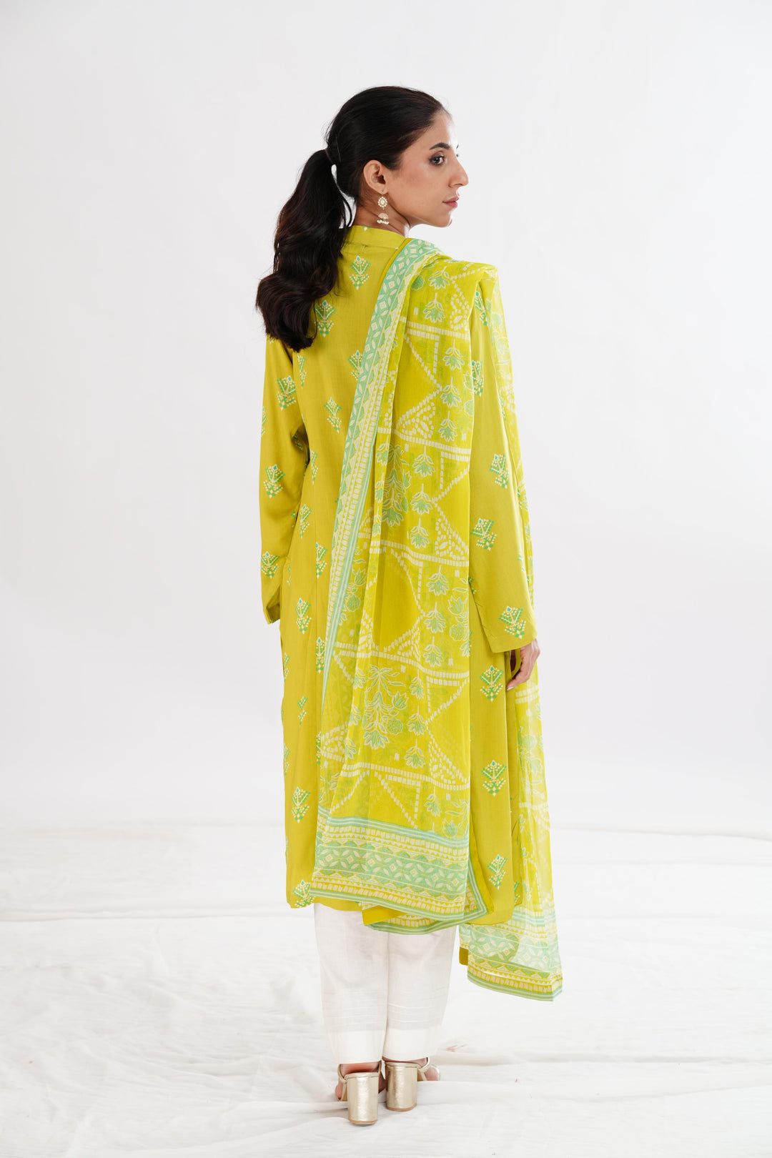 Lawn Green Stitched Suit - Limelight