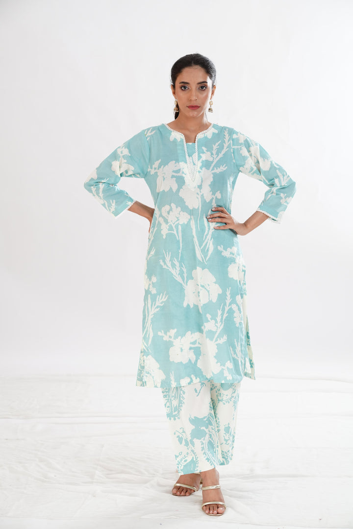 Lawn Sky Blue Stitched Suit - Limelight