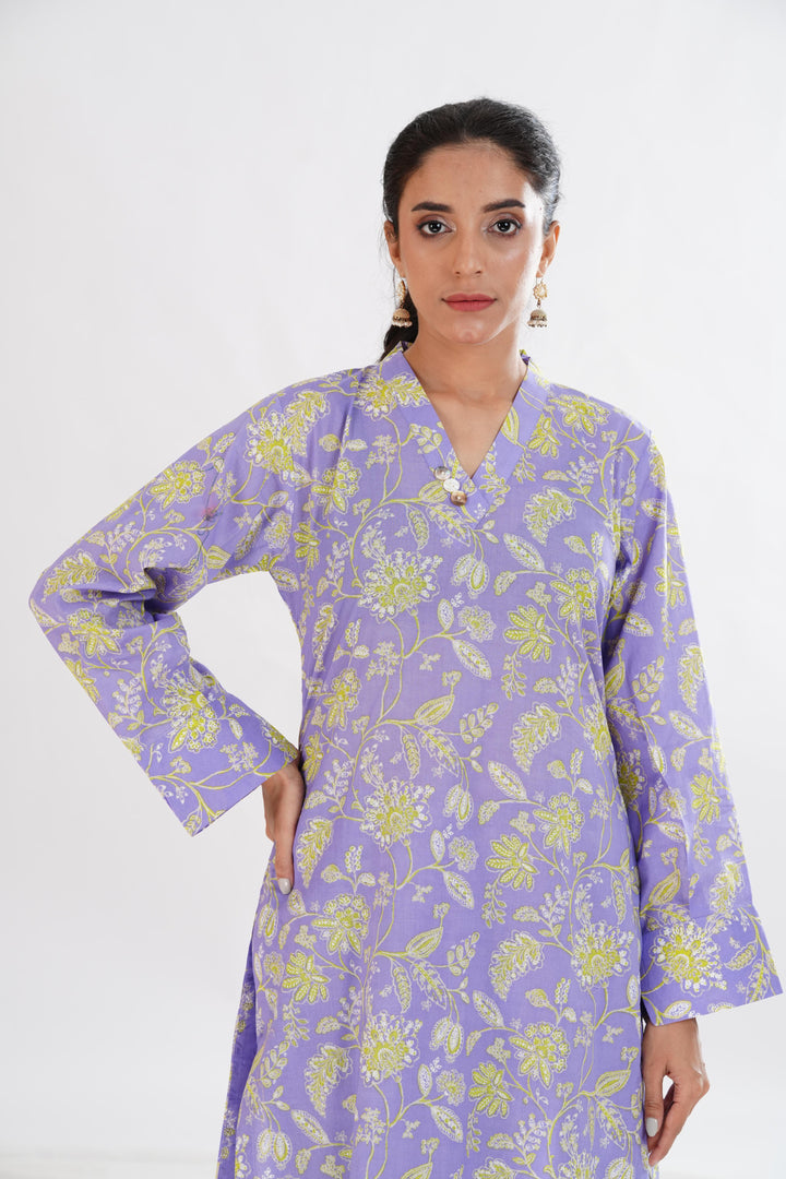 Lawn Purple Stitched Suit - Limelight