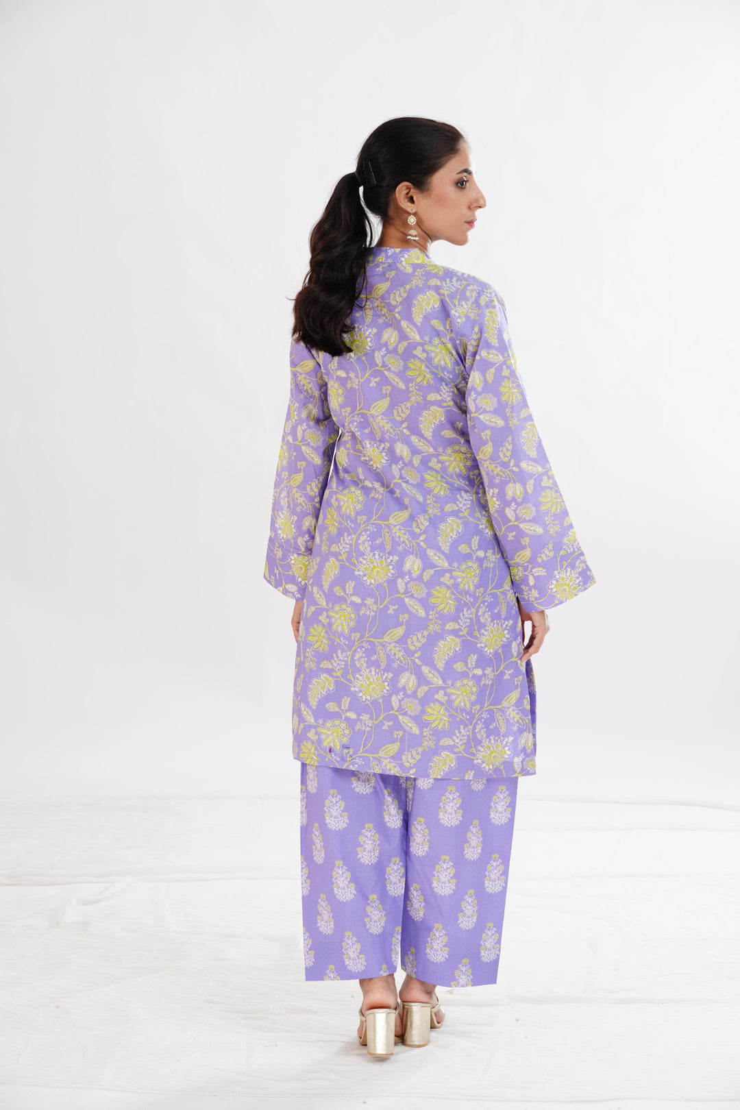 Lawn Purple Stitched Suit - Limelight