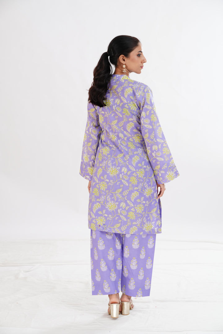 Lawn Purple Stitched Suit - Limelight