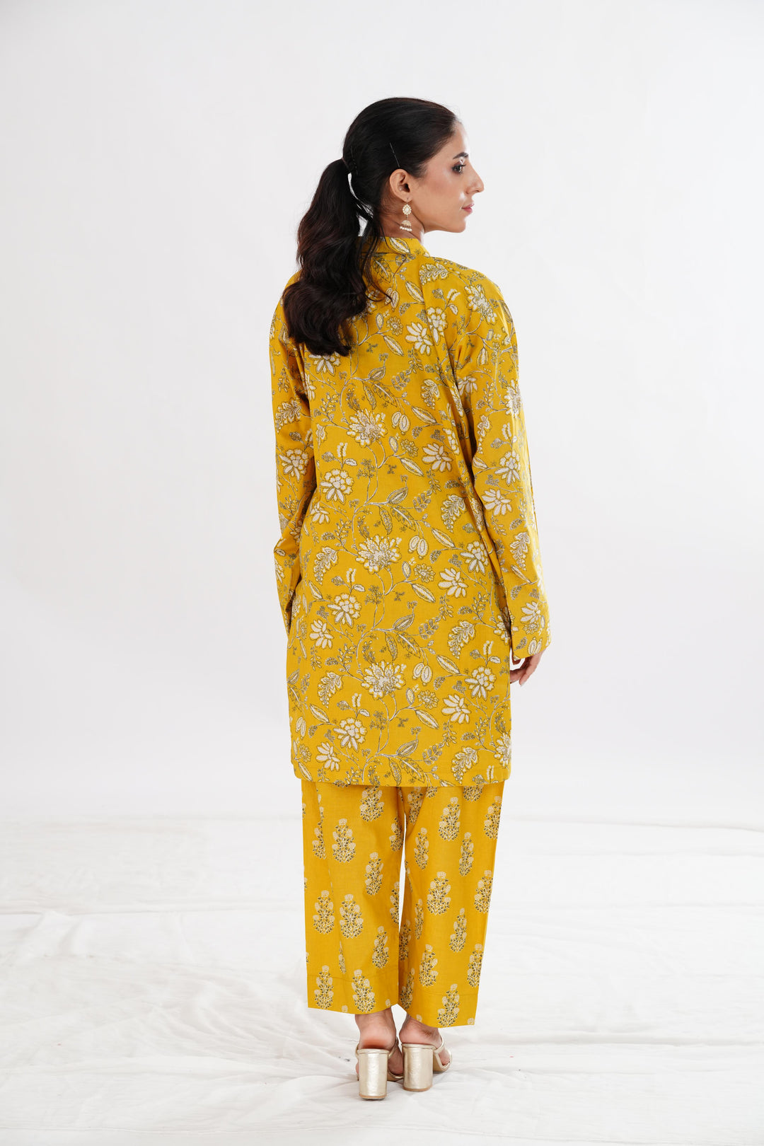 Lawn Yellow Stitched Suit - Limelight