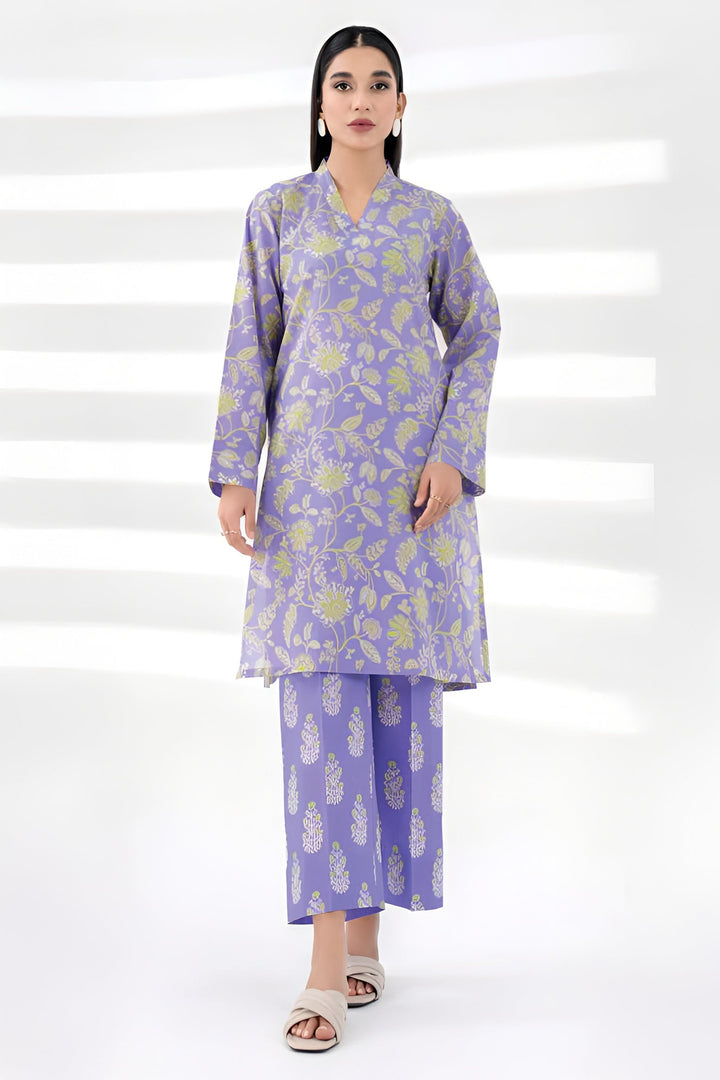 Lawn Purple Stitched Suit - Limelight