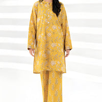 Lawn Yellow Stitched Suit - Limelight