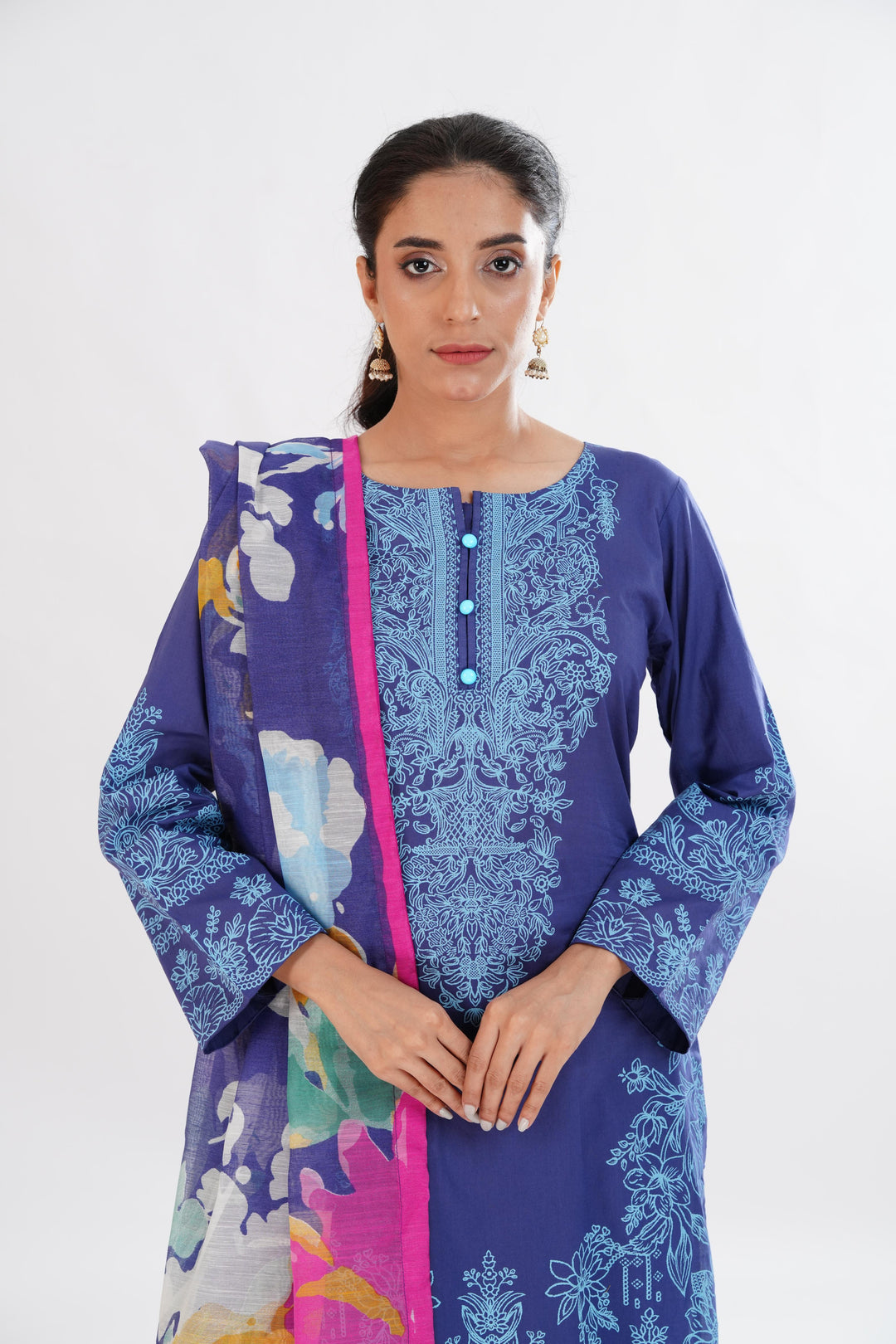Lawn Blue Stitched Suit - Limelight
