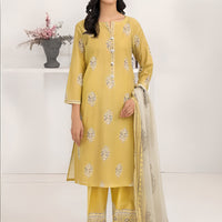 Lawn Yellow Unstitched Suit - Limelight