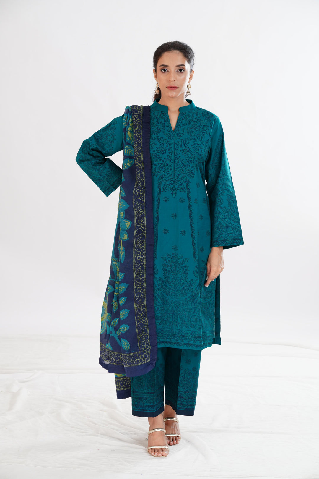 Lawn Green Stitched Suit - Limelight