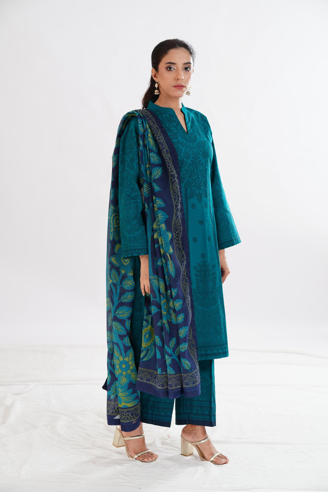 Lawn Green Stitched Suit - Limelight