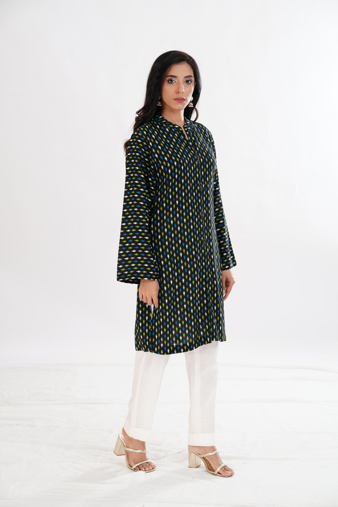 Lawn Black Kurti - Limelight