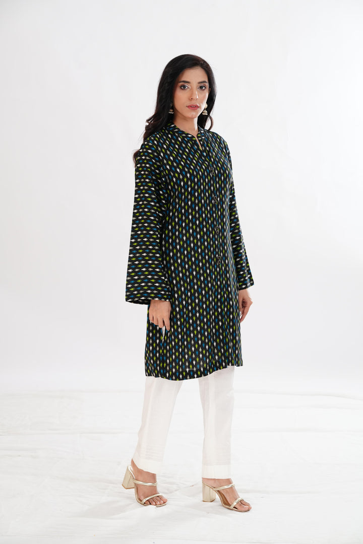 Lawn Black Kurti - Limelight