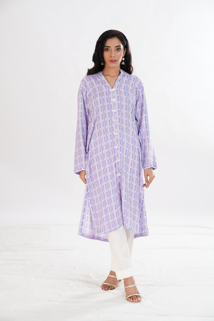 Lawn Lilac Kurti - Limelight