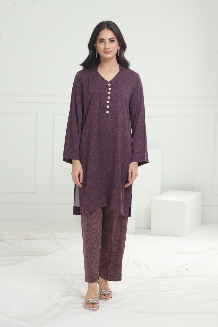 Stone Purple Stitched Suit - Limelight