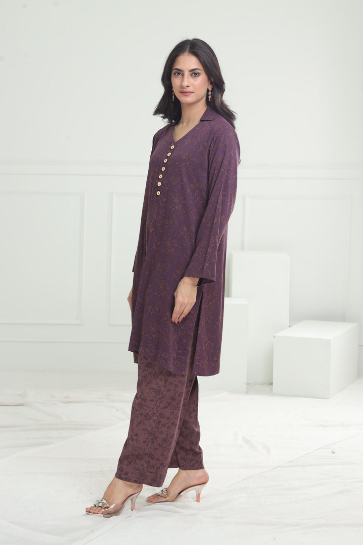 Stone Purple Stitched Suit - Limelight