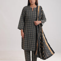 Khaddar Black Stitched Suit - Limelight