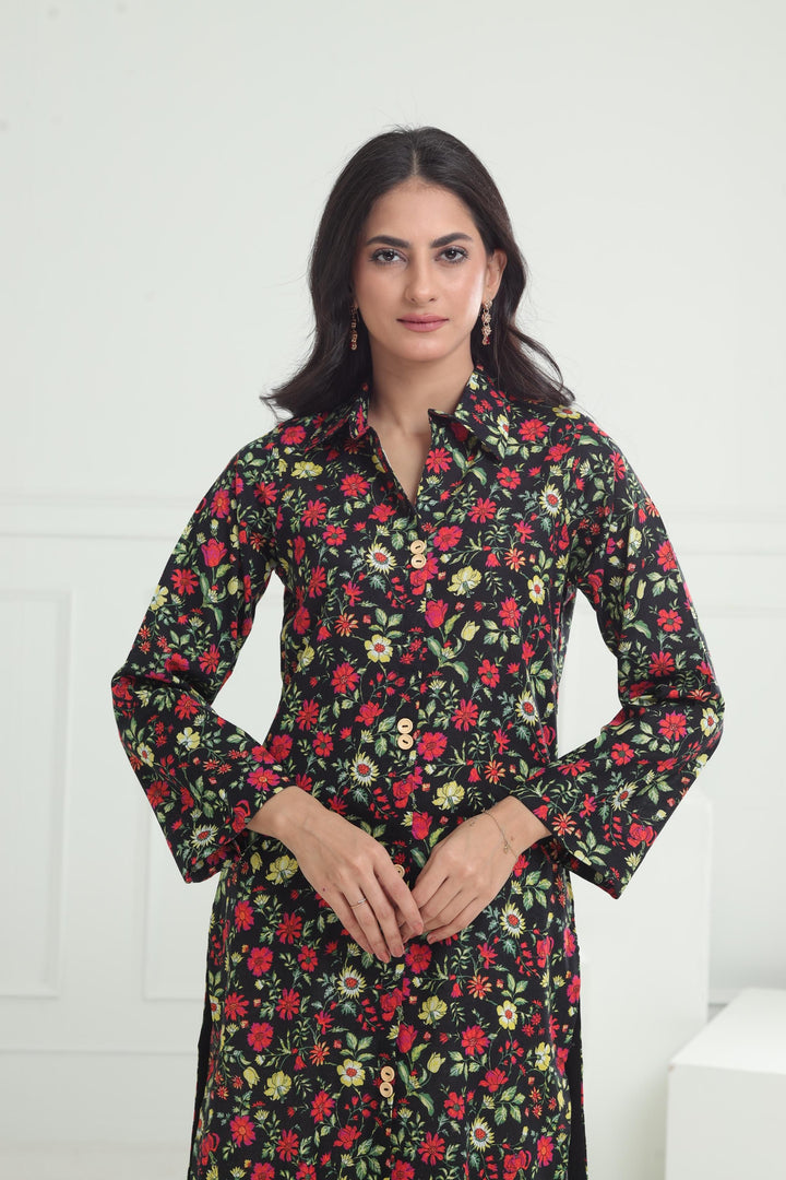 Khaddar Black Kurti - Limelight