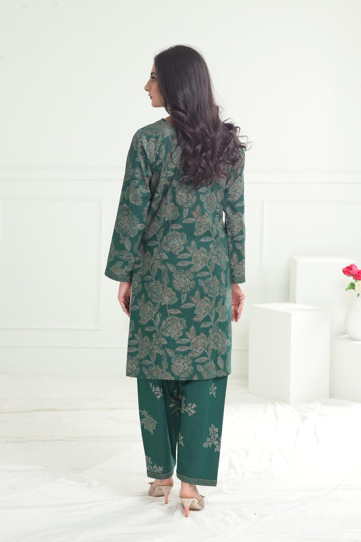 Khaddar Green Stitched Suit - Limelight