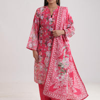 Khaddar Red Stitched Suit - Limelight