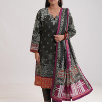 Khaddar Brown Stitched Suit - Limelight
