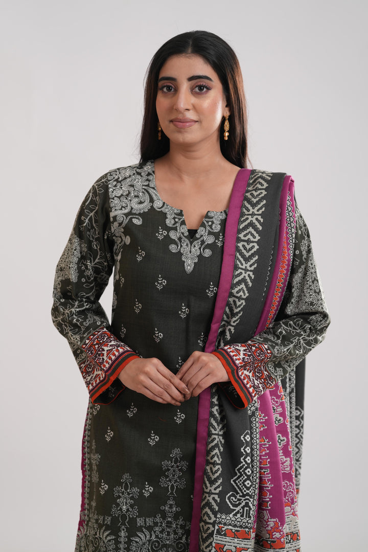 Khaddar Brown Stitched Suit - Limelight