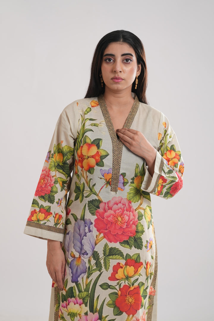 Khaddar Beige Kurti - Limelight