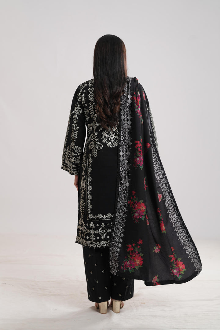 Khaddar Black Stitched Suit - Limelight