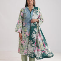 Khaddar Green Stitched Suit - Limelight