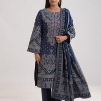 Khaddar Blue Stitched Suit - Limelight