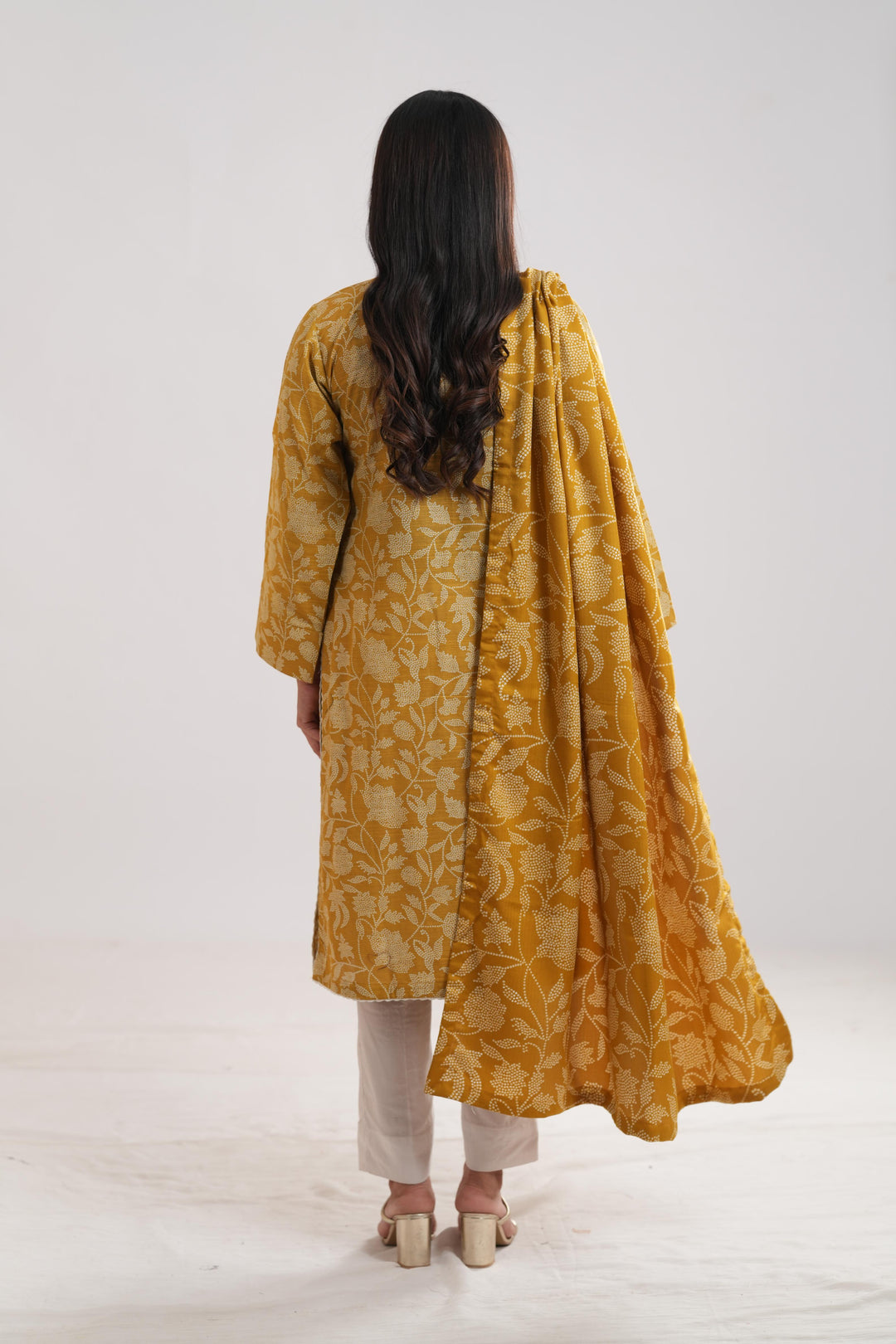 Khaddar Yellow Stitched Suit - Limelight