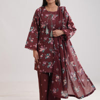 Khaddar Maroon Stitched Suit - Limelight