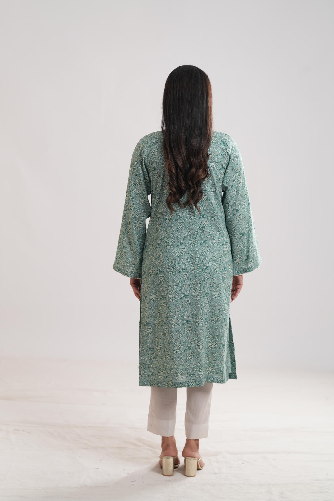 Khaddar Green Kurti - Limelight