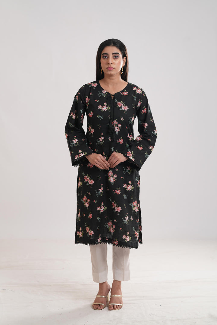 Khaddar Black Kurti - Limelight