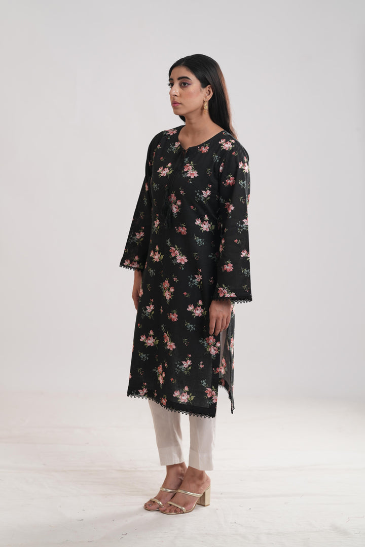 Khaddar Black Kurti - Limelight