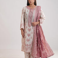 Khaddar Off White Stitched Suit - Limelight
