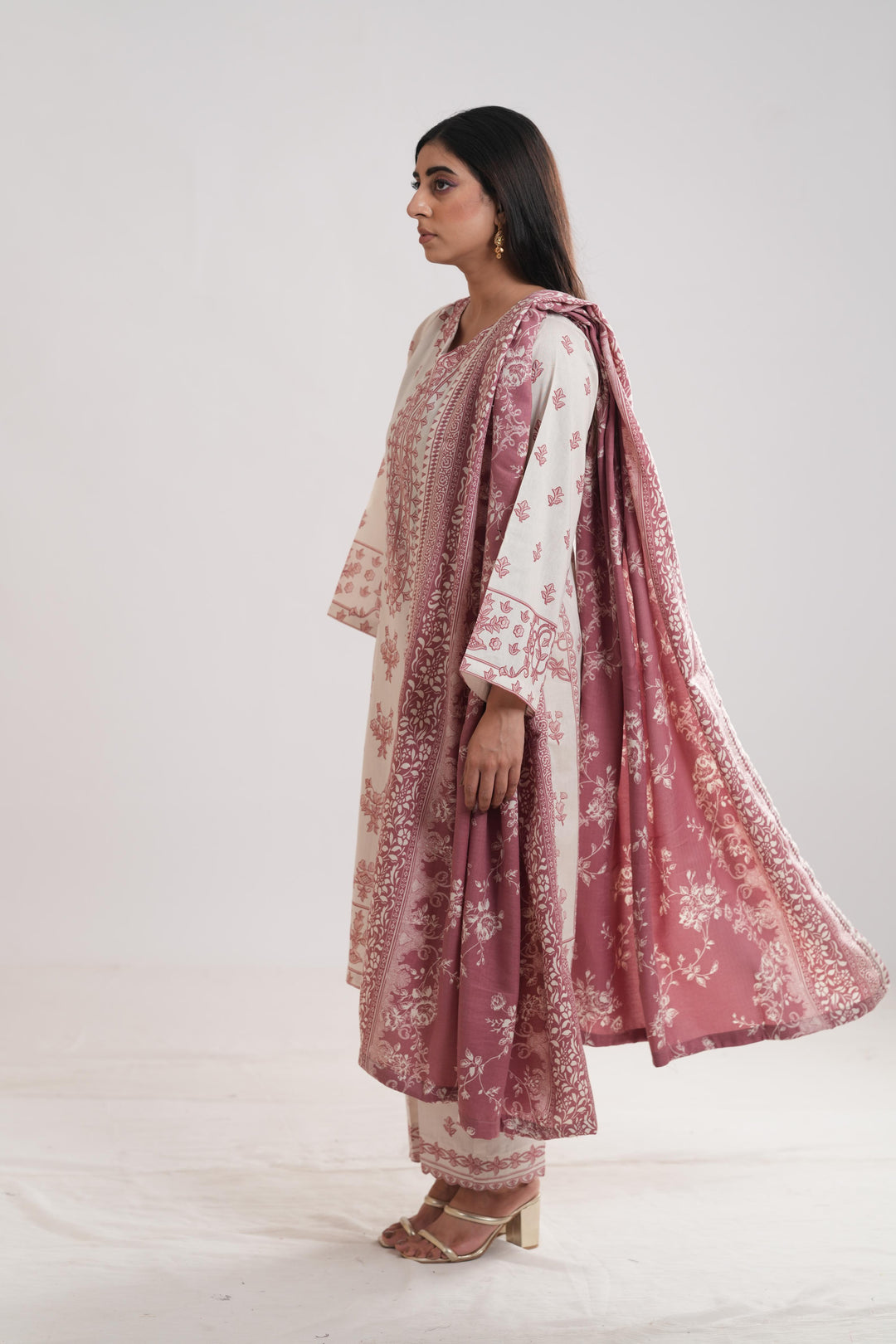 Khaddar Off White Stitched Suit - Limelight