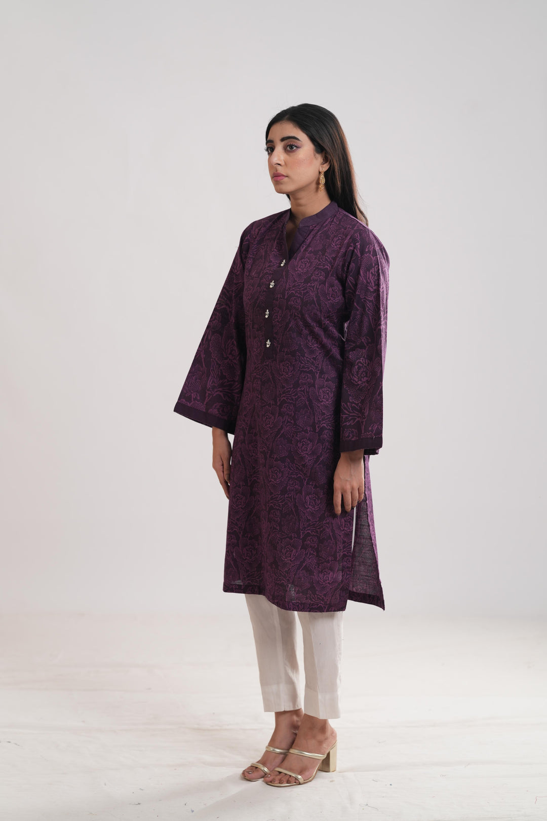 Khaddar Purple Kurti - Limelight