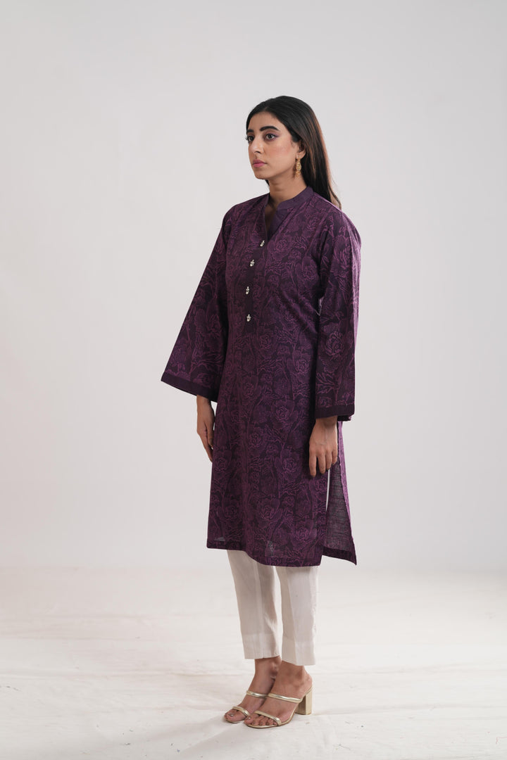 Khaddar Purple Kurti - Limelight