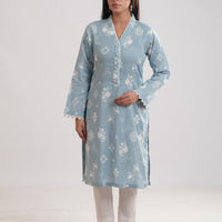Khaddar Sky Blue Kurti - Limelight