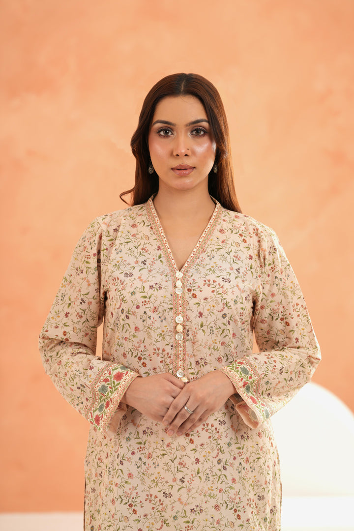 Lawn Off White Kurti - Limelight