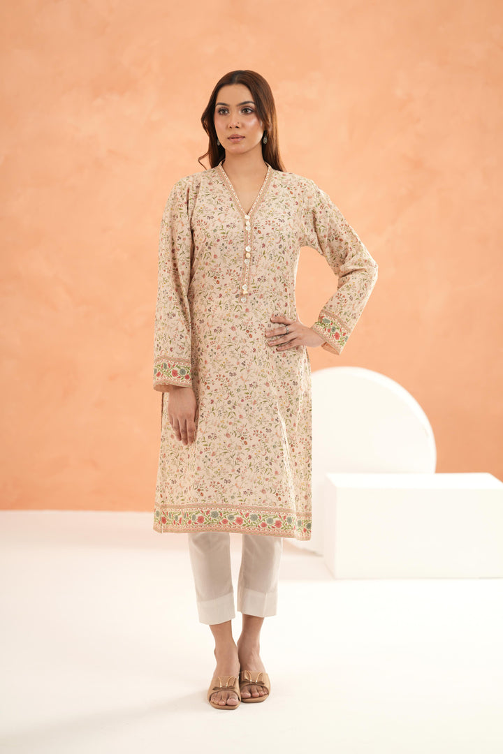 Lawn Off White Kurti - Limelight
