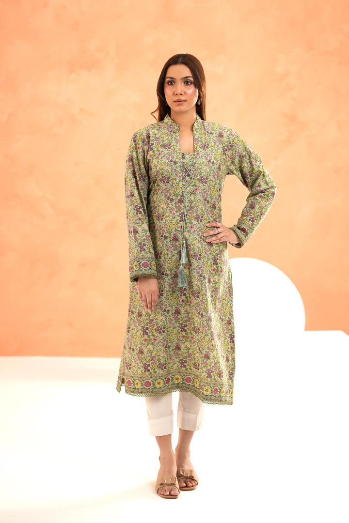 Lawn Teal Kurti - Limelight