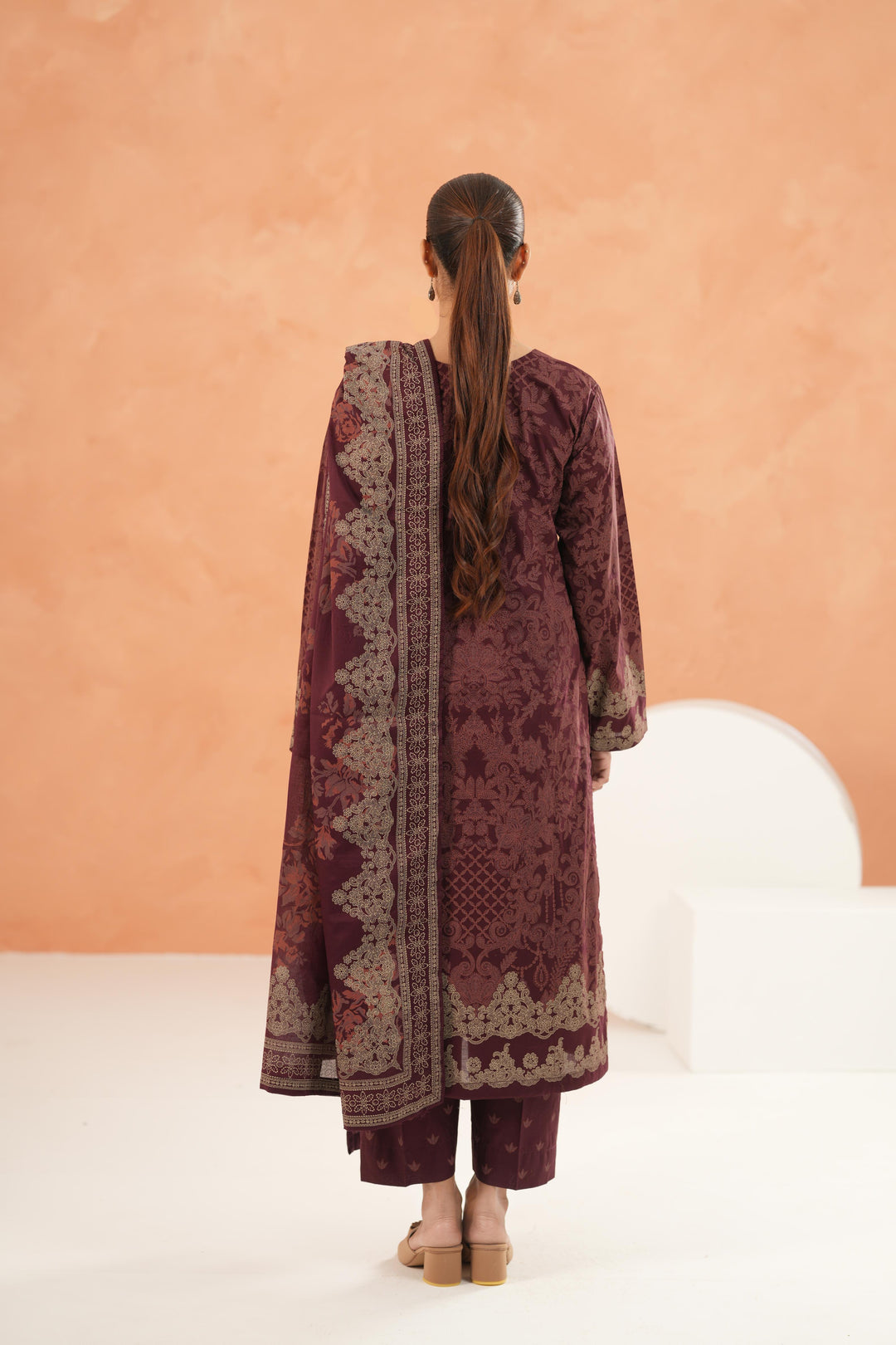 Maroon Stitched Suit - Limelight