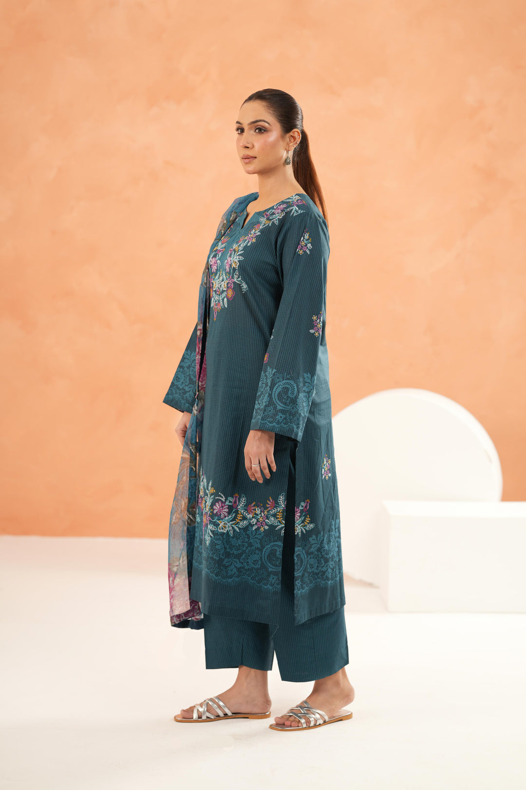 Teal Stitched Suit - Limelight